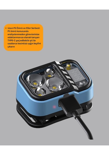 Type C Şarjlı Led Kafa Lambası Güç Göstergeli 53 Modlu Diğer