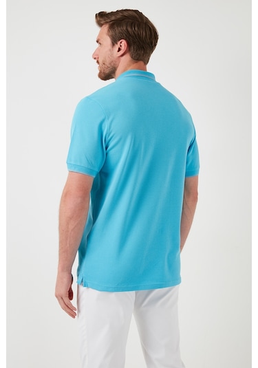 Buratti % 100 Pamuk Düğmeli Regular Fit Erkek Polo Yaka T Shirt 5902118 Aqua-Mavi