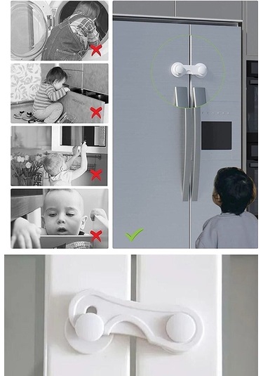 8 Adet Çok Amaçlı Çift Kapaklı Dolap Için Çocuk Bebek Güvenlik Set Emniyet Mandallı Koruma Kilit Çok Renkli