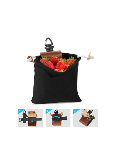 Konesam Orman Toplama Çantası Asker Yeşili, Bel Bağlı, 22x22cm Pu-oksford, Çekmeceli, Çinko Kanca İle, Yaban Meyvesi Ve Alet Taşıma Yeşil