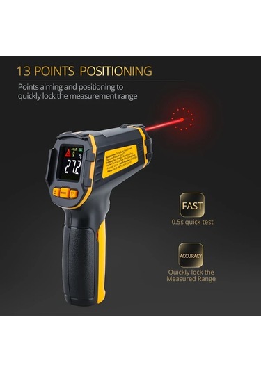 Honeybeeshop Kıyaslamasız Kızılötesi Termometre Lazer Sıcaklık Ölçer Renkli Lcd Ekran -50c 390c -58f 734f