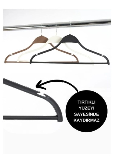 10'lu Siyah, Beyaz, Kahve Plastik Askı Seti Dayanıklı Kıyafet Askıları, Ev Ve Ofis Kullanımı İçin Siyah