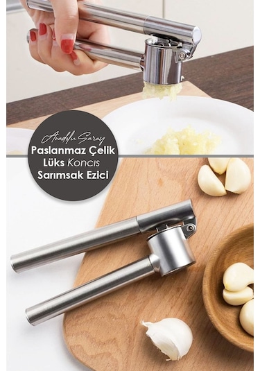 Anadolu Saray Paslanmaz Çelik Koncıs Sarımsak Ezici Pratik Sarımsak Ezeceği Lüks Çelik Sarımsak Ezeceği