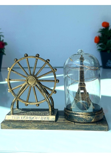Yel Değirmeni Ve Eyfel Kulesi Cam Küreli Masaüstü Biblo Hediye