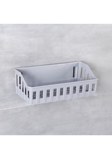 Gri Deliksiz Ev Banyo Rafı Gri