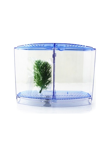 Xiyyadms Ofis İçin Akrilik Çift Bölmeli Mini Akvaryum - Led Aydınlatmalı, Balık Yavrusu Yetiştirme Ve İzolasyon Özellikli