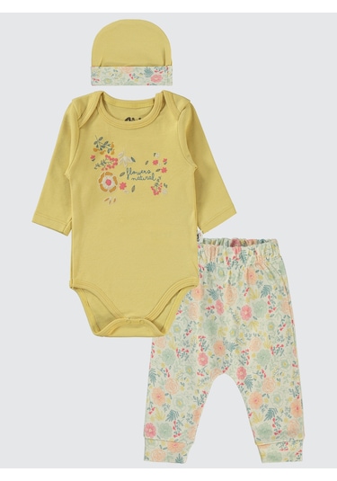 Civil Baby Kız Bebek 3'lü Takım 6-18 Ay Hardal Hardal