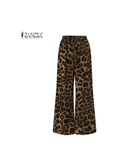 Zanzea Bahar 2 Adet Setleri Kadın Leopar Baskı Gömlek Ve Uzun Pantolon Geniş Bacak Koyu Gri Zanzea Bahar 2 Adet Setleri Kadın Leopar Baskı Gömlek Ve Uzun Pantolon Geniş Bacak Koyu Gri