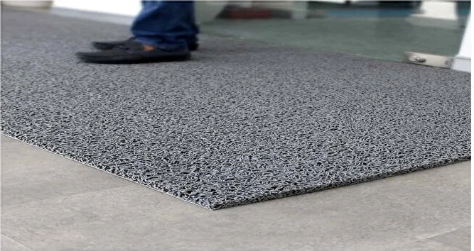 Kıvırcık Yolluk Gri İş Yeri Önü 14 Mm Su Emici Karmaşık Paspas Gri