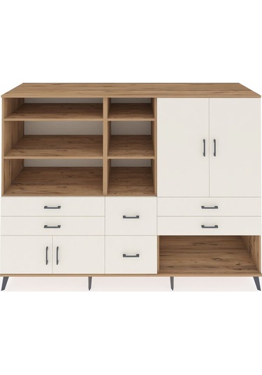 Kronos Dolap 10 Raflı 6 Çekmeceli 4 Kapaklı 220x59x163 Çam-aytaşı Çam-aytaşı