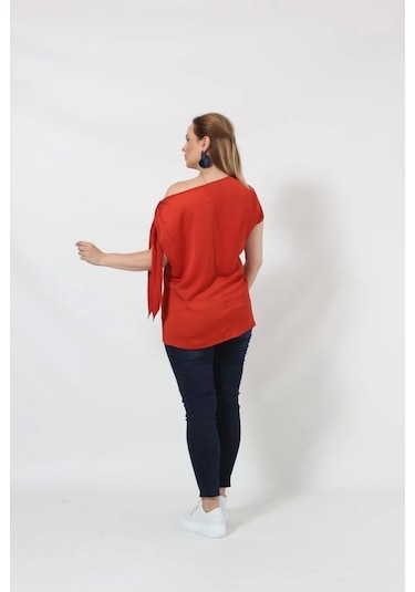 Moda Berray 3250t Tek Omuz Bağlama Detaylı Şık Bluz Tarçın Tarçın