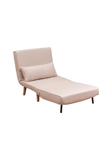 Folde 80 Tekli Yataklı Katlanır Koltuk Keten Krem Krem