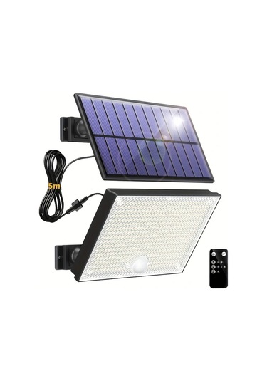 Xuweiwei 1 Paket Beyaz Işık 2 Adet 400 Led Dış Mekan Güneş Duvar Lambası Hareket Sensörlü Aydınlatma Yüksek Parlaklık Kolay Kurulum