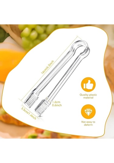 Chuangyinshop 12 Adet Şeffaf Plastik Büfe Maşası Seti Kaymaz Sap Ve Sivri Uç Ps Dayanıklı Servis Maşası Şeffaf