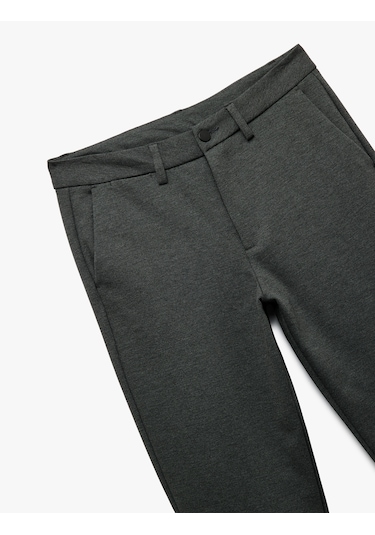 Koton Cep Detaylı Düğmeli Slim Fit Kumaş Pantolon Antrasit 6wam40005hk Antrasit