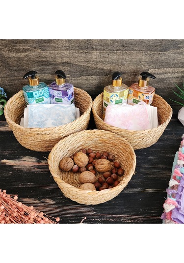 Nergis Hasır 3 Lü Sepet Saklama Kutusu Sepet Takımı Naturel