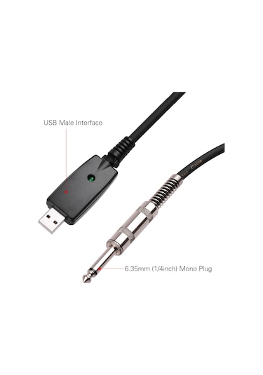 Maiyame Gitar Usb-audio Kablosu 2.8m - Usb'den 6.35mm'ye Dönüştürücü, 16bit 48khz, Windows Ve Macos Uyumlu, Plug & Play