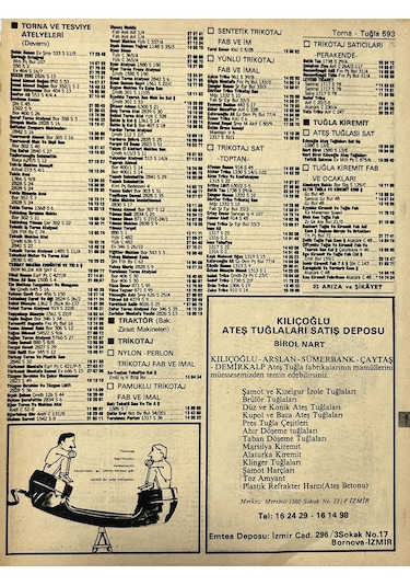 İzmir 1982-1983 Meslek Reklam İlanı Efemera S593