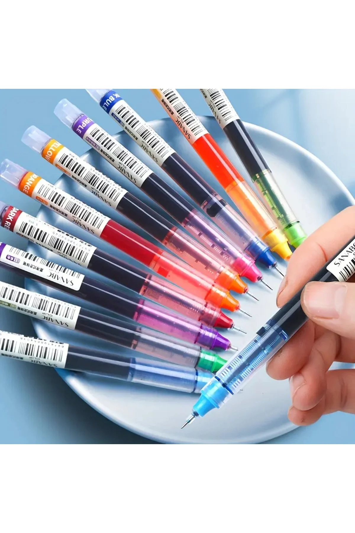 12 Adet Hızlı Kuruyan Nötr Renk Tükenmez Kalem - 0.5mm İğne Karbon Kalem Çok Renkli