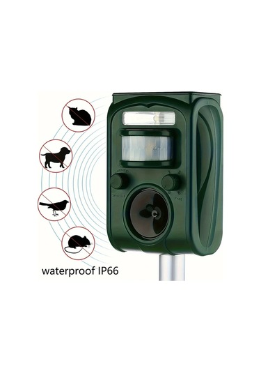 Willowhaven 2023 Güneş Enerjili Ultrasonik Hayvan Kovucu, Hareket Sensörlü Led Fener - Ip66 Su Geçirmez