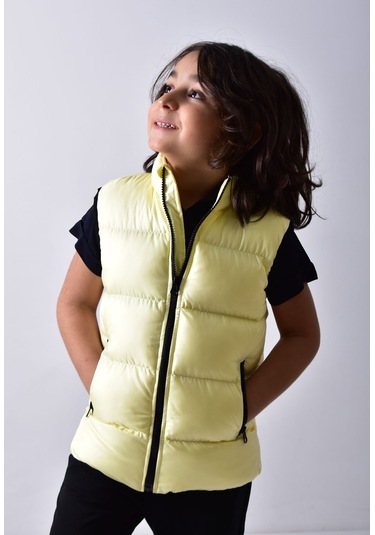 Banada Moda Erkek Çocuk Mat Sarı Şişme Yelek