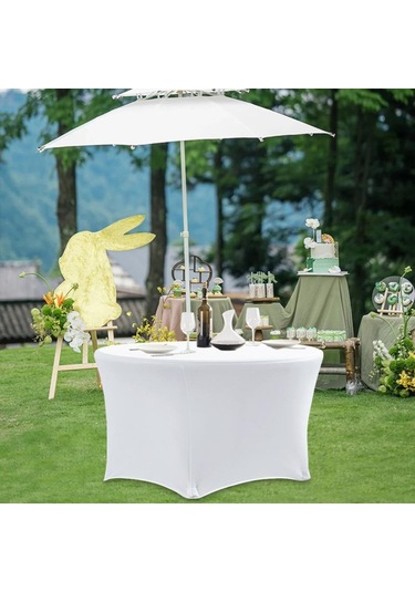 Sones Basit Modern Streç Yuvarlak Masa Örtüsü Otel Düğün Ziyafet Dört Köşe Büyük Yuvarlak Masa Örtüsü, Boyut: 153x75cm Kırmızı Kırmızı