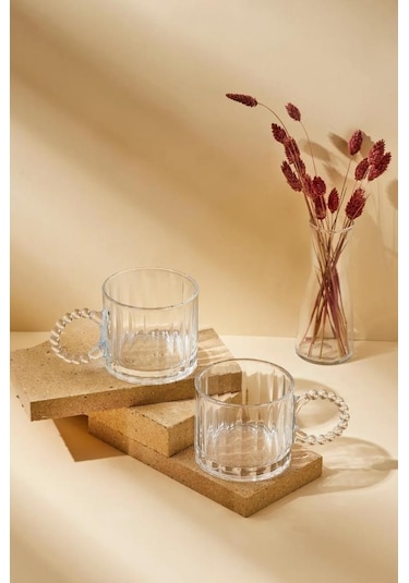 Kapris Boncuk Kulplu Cam Kupa 2'li 250 ML