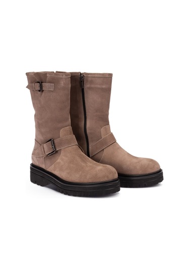 Deery Hakiki Süet Vizon Rengi Kadın Bot Vizon (539893406) Vizon