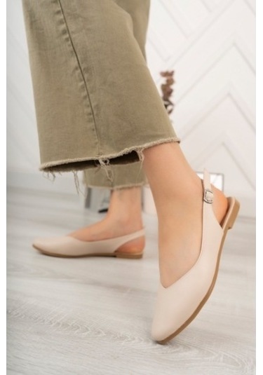 Kadın Misty Krem Cilt Arkası Acık Sivri Burun Günlük Babet Krem