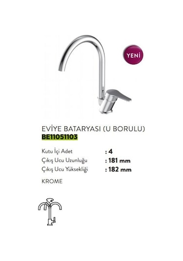 Bien Claire U Borulu Eviye Bataryası Be11051103.