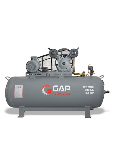 Gap Kompresör Gp290-500 Hava Kompresörü Pistonlu 500lt 2 Kafa 8 Bar 5.5 Hp