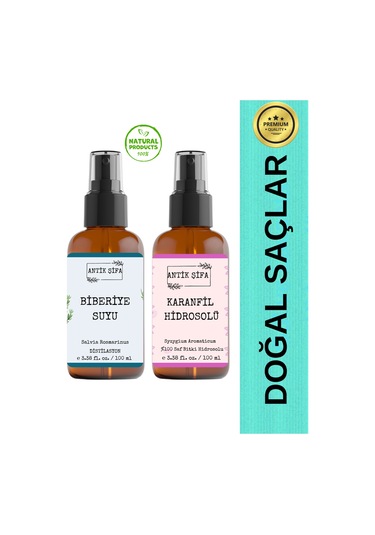 Biberiye Suyu Ve Karanfil Suyu Seti - Doğal Biberiye Saç Toniği Seti 2x100ml