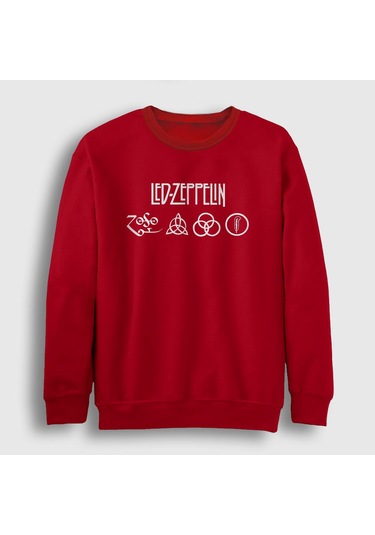 Presmono Unisex Symbols Led Zeppelin Sweatshirt Kırmızı