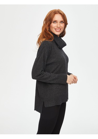 Degaje Yaka Triko Bluz 69642 U69642154 Antrasit Melanj