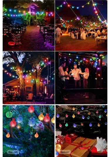 Technosmart 30 Ledli 8 Modlu Solar Kristal Top Rgb Işık Bahçe Aydınlatma Dekorasyon Güneş Enerji