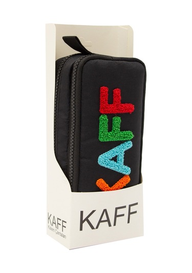 01108 Siyah Su Geçirmez Bondit Kumaş Peluş Baskılı Çift Gözlü Kalemlik Kalem Kutusu