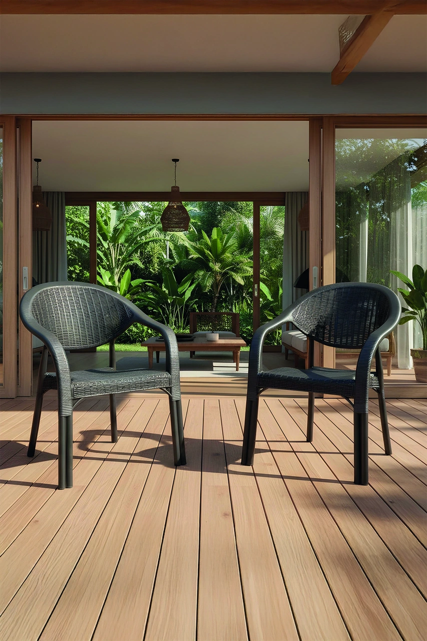 Bamboo 2'li Rattan Sandalye Siyah Siyah