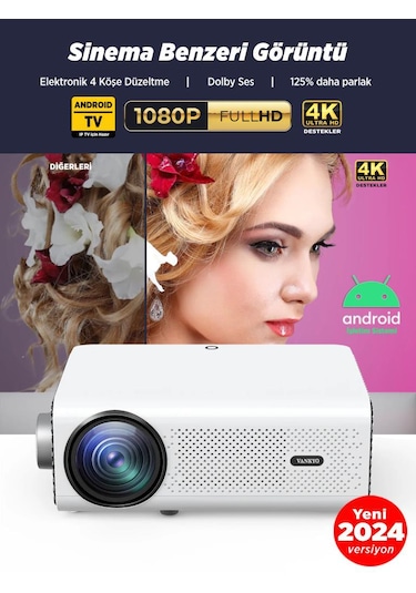 Vankyo Leisure 495W Android TV 4K Destekli 5G WiFi + Bluetooth 5.1 Projeksiyon Cihazı