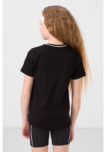 Siyah Pamuklu O Yaka Standart Fit Basic Kız Çocuk T-shirt - 75177 Siyah