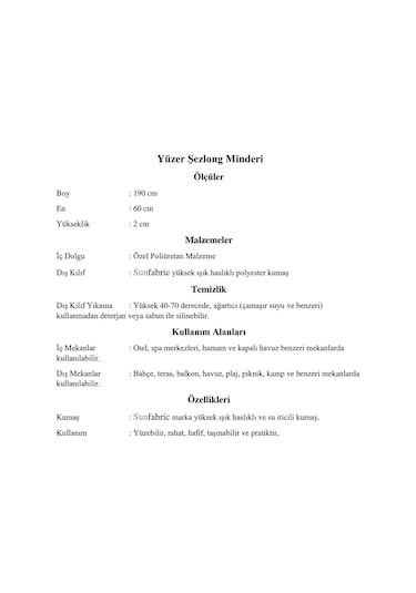 Katlanır Şezlong Minderi (Çanta Hediyeli)