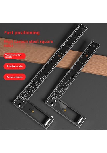 Kangvka Endüstriyel Dereceli Ahşap İşçiliği Açı Cetveli - 90 Ve 45 Hassas Ölçüm, Çizim Delikleri İle Çok Fonksiyonlu 40cm