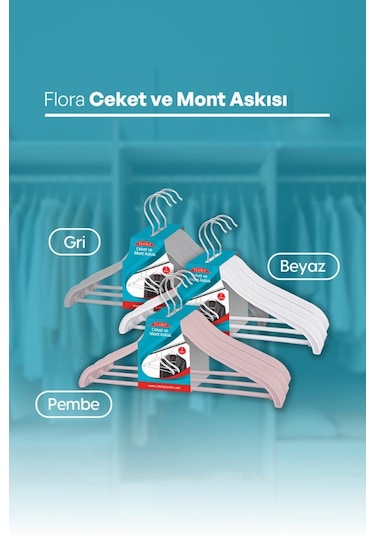 Takım Elbise, Ceket, Mont Askısı Barlı Döner Başlıklı 3 Adet Beyaz