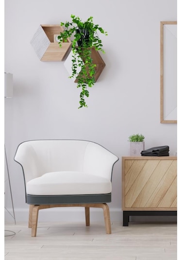 Yapay Çiçek Saksıda Sarkan Şimşir Okaliptus Yapay Sarmaşık 56cm Siyah Saksıda