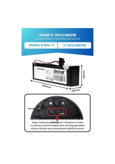Viomi V-rvclmb21b Uyumlu Batarya 3200mah Kutulu Robot Süpürge Pili