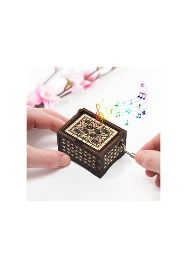 Geeroyoo Klasik Ahşap Oynatma Kutusu, "you Are My Sunshine" Melodili, Elden Çevirilen Dekoratif Heykel Siyah Siyah