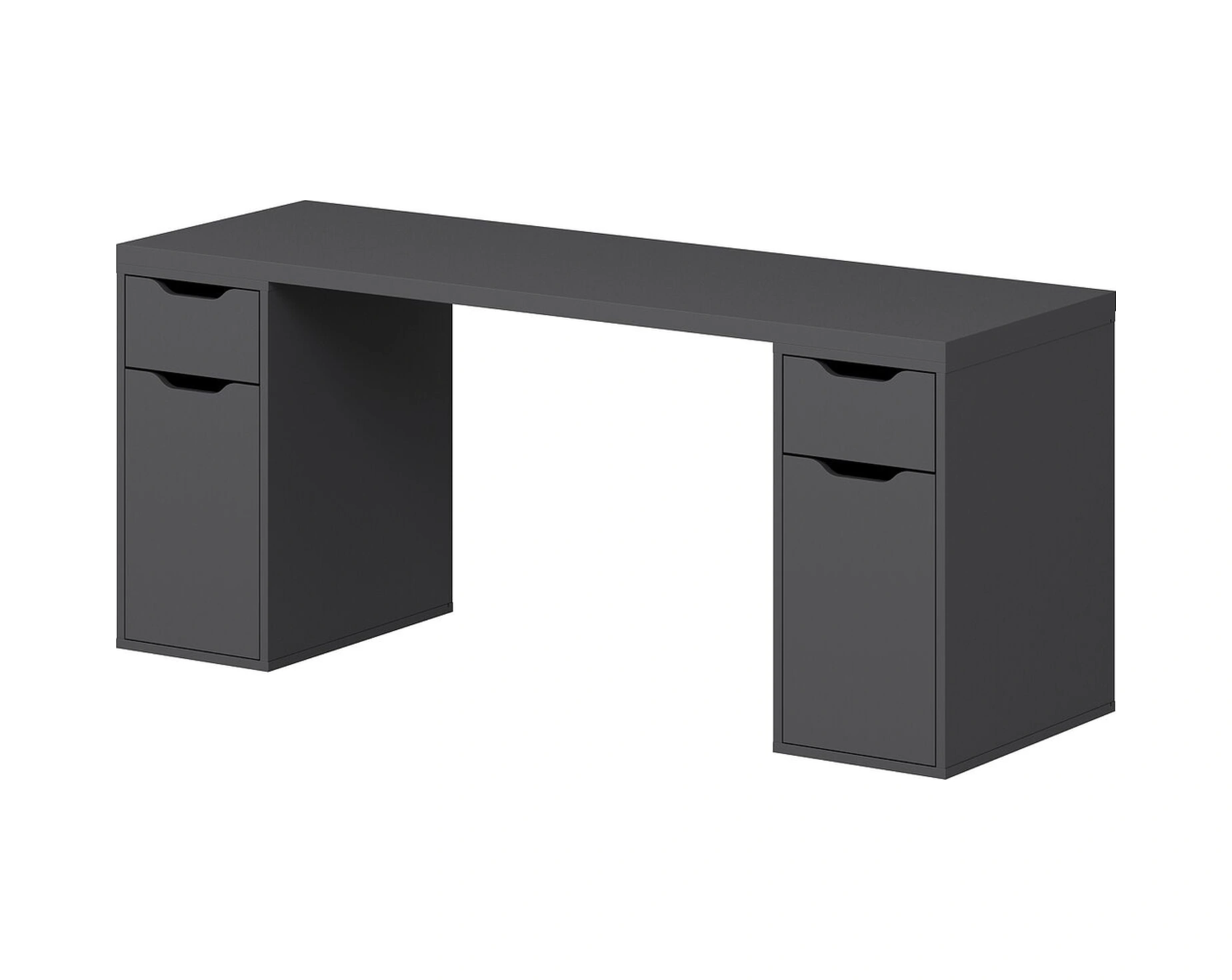 Alen 180 Cm 2 Çekmeceli 2 Dolaplı Çalışma & Oyuncu Masası - Antrasit Siyah