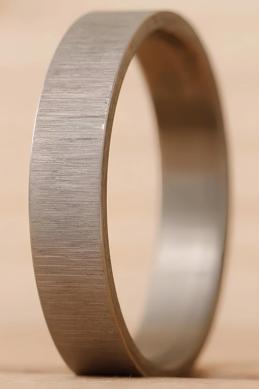 Kişiye Özel İsim Tarih Yazılı 6mm Mat Fırçalanmış Düz Unisex Çelik Yüzük Alyans Cl46y Beyaz