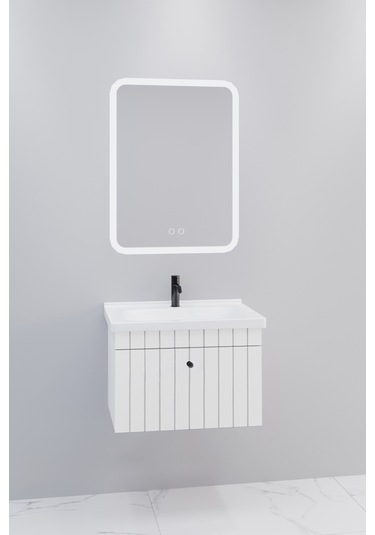 Alice 65 Cm Banyo Dolabı Cmr Led Aynalı Beyaz - Boy Dolap Hariç Beyaz