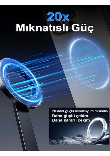 360 Ayarlanabilir N52 Mıknatıslı Magsafe Boyun Askılı Telefon Tutucu Eller Serbest Kullanım Siyah Siyah