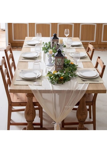 Willowhaven 8'li 12x18 İnç Sublimasyon Masa Örtüsü Yıkanabilir Linen Sofa Bej